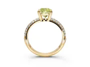Solitaire Engagement Ring Setting for Fancy Yellow Cushion Cut Center with Multi-Row Pave Accents and Basket Head in Yellow Gold
