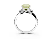 3 Stone Engagement Ring Setting for Fancy Yellow Asscher Cut Center with Round Cut Side Accents and Prong Head in Platinum