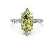 Solitaire Engagement Ring Setting for Fancy Yellow Marquise Center with Pave Accents and Prong Head in Platinum