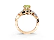 Halo Engagement Ring Setting for Fancy Yellow Cushion Cut Center with Marquise and Pave Bypass Band and Prong Head in Rose Gold