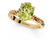 Solitaire Engagement Ring Setting for Fancy Yellow Oval Center with Scrollwork Band and Prong Head in Yellow Gold