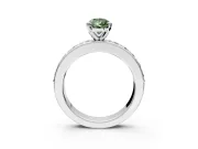 Solitaire Engagement Ring Setting for Fancy Green Pear-Shaped Center with Channel-Set Accents and Prong Head in Platinum