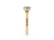 Solitaire Engagement Ring Setting for Round Cut Center with Bamboo Band and Prong Head in Yellow Gold