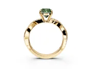 Crossover Engagement Ring Setting for Fancy Green Cushion Cut Center with Pave and Plain Strands and Prong Head in Yellow Gold