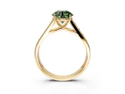 Solitaire Engagement Ring Setting for Fancy Green Round Cut Center with Cathedral Channel Band and Prong Head in Yellow Gold
