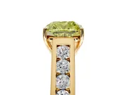 Solitaire Engagement Ring Setting for Fancy Yellow Cushion Cut Center with Round Cut Channel Band and Prong Head in Yellow Gold