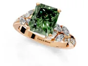 Solitaire Engagement Ring Setting for Fancy Green Radiant Cut Center with Marquise Accent Twist Band and Prong Head in Rose Gold