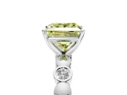 Solitaire Engagement Ring Setting for Fancy Yellow Princess Cut Center with Beaded Bezel Station Band and Prong Head in Platinum