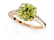 Solitaire Engagement Ring Setting for Fancy Yellow Round Cut Center with Channel Accents and Prong Head in Rose Gold