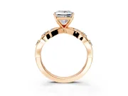 Solitaire Engagement Ring Setting for Princess Cut Center with Criss-Cross Accent Band and Prong Head in Rose Gold