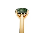 Solitaire Engagement Ring Setting for Fancy Green Cushion Cut Center with Flat-Sided Plain Band and Prong Head in Yellow Gold