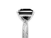 Solitaire Engagement Ring Setting for Fancy Black Princess Cut Center with Engraved Milgrain Band and Prong Head in Sterling Silver