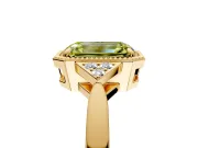 Cluster Engagement Ring Setting for Fancy Yellow Emerald Cut Center with Milgrain Shoulder Clusters and Prong Head in Yellow Gold