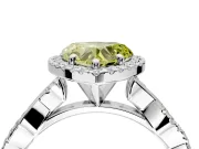 Halo Engagement Ring Setting for Fancy Yellow Heart-Shaped Center with Pave and Plain Twist Band and Prong Head in Sterling Silver
