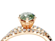 Solitaire Engagement Ring Setting for Fancy Green Marquise Center with Woven 3-Strand Pave Band and Prong Head in Rose Gold