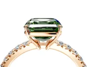Solitaire Engagement Ring Setting for Fancy Green Asscher Cut Center with Large Accent Band and Prong Head in Rose Gold
