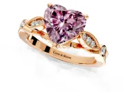 Solitaire Engagement Ring Setting for Fancy Pink Heart-Shaped Center with Marquise and Bezel Accents and Prong Head in Rose Gold