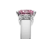 Solitaire Engagement Ring Setting for Fancy Pink Radiant Cut Center with Wide Band, Pave Collar and Prong Head in White Gold