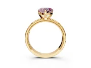 Solitaire Engagement Ring Setting for Fancy Pink Heart-Shaped Center with Scrollwork Band and Prong Head in Yellow Gold