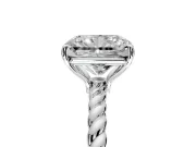 Solitaire Engagement Ring Setting for Radiant Cut Center with Plain Twisted Rope Band and Prong Head in White Gold
