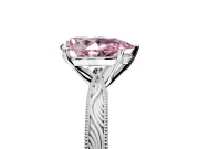 Solitaire Engagement Ring Setting for Fancy Pink Pear-Shaped Center with Engraved Milgrain Band and Prong Head in Sterling Silver