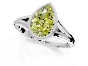 Solitaire Engagement Ring Setting for Fancy Yellow Pear-Shaped Center with V Split Shank and Bezel Head in Platinum