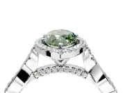 Halo Engagement Ring Setting for Fancy Green Marquise Center with Twist Band and Prong Head in Sterling Silver