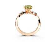 Solitaire Engagement Ring Setting for Fancy Yellow Round Cut Center with Marquise Accent Twist Band and Prong Head in Rose Gold