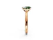 Solitaire Engagement Ring Setting for Fancy Green Oval Center with Engraved Milgrain Band and Prong Head in Rose Gold