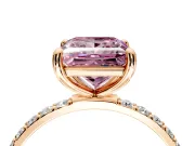 Solitaire Engagement Ring Setting for Fancy Pink Princess Cut Center with Pave Accents and Prong Head in Rose Gold