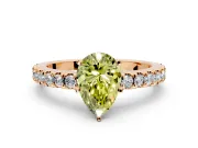 Solitaire Engagement Ring Setting for Fancy Yellow Pear-Shaped Center with Single Row Accent Band and Prong Head in Rose Gold