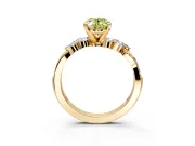 Solitaire Engagement Ring Setting for Fancy Yellow Oval Center with Marquise Accent Twist Band and Prong Head in Yellow Gold