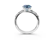 Cluster Engagement Ring Setting for Fancy Blue Round Cut Center with Round Cut Accent Band and Prong Head in White Gold