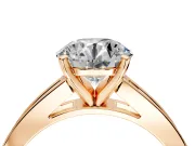 Solitaire Engagement Ring Setting for Round Cut Center with Princess Cut Channel Band and Prong Head in Rose Gold