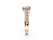 Solitaire Engagement Ring Setting for Heart-Shaped Center with Cathedral Channel Band and Prong Head in Rose Gold