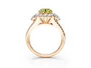 Halo Engagement Ring Setting for Fancy Yellow Round Cut Center with Two-Strand Split Shank and Prong Head in Rose Gold