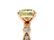 Solitaire Engagement Ring Setting for Fancy Yellow Princess Cut Center with Milgrain Bezel Accents and Prong Head in Rose Gold