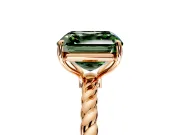 Solitaire Engagement Ring Setting for Fancy Green Asscher Cut Center with Plain Twisted Rope Band and Prong Head in Rose Gold
