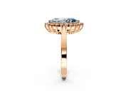 Starburst Halo Engagement Ring Setting for Fancy Blue Marquise Center with Flat Cathedral Band and Prong Head in Rose Gold