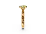 Solitaire Engagement Ring Setting for Fancy Yellow Oval Center with Scrollwork Band and Prong Head in Yellow Gold