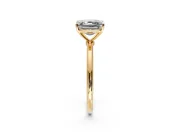 Solitaire Engagement Ring Setting for Asscher Cut Center with Straight Thin Band and Prong Head in Yellow Gold