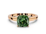 Solitaire Engagement Ring Setting for Fancy Green Cushion Cut Center with Basket Rail and Prong Head in Rose Gold