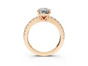 Solitaire Engagement Ring Setting for Radiant Cut Center with Single Row Accent Band and Prong Head in Rose Gold