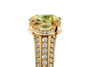Solitaire Engagement Ring Setting for Fancy Yellow Oval Center with Accented Split Shank and Prong Head in Yellow Gold