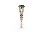 Solitaire Engagement Ring Setting for Fancy Green Round Cut Center with Pave Split Shank and Prong Head in Rose Gold