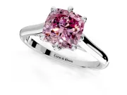 Solitaire Engagement Ring Setting for Fancy Pink Cushion Cut Center with Cathedral Band and Prong Head in Platinum