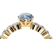 Shared-Prong Engagement Ring Setting for Fancy Blue Marquise Center with Graduated Accents and Prong Head in Yellow Gold