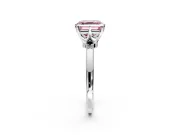 Solitaire Engagement Ring Setting for Fancy Pink Asscher Cut Center with Plain Band and Tulip Prong Head in Sterling Silver