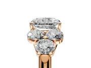 Cluster Engagement Ring Setting for Radiant Cut Center with Round Cut Accent Frame and Prong Head in Rose Gold
