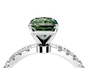 Open Basket Engagement Ring Setting for Fancy Green Radiant Cut Center with Pave Band and Prong Head in Sterling Silver